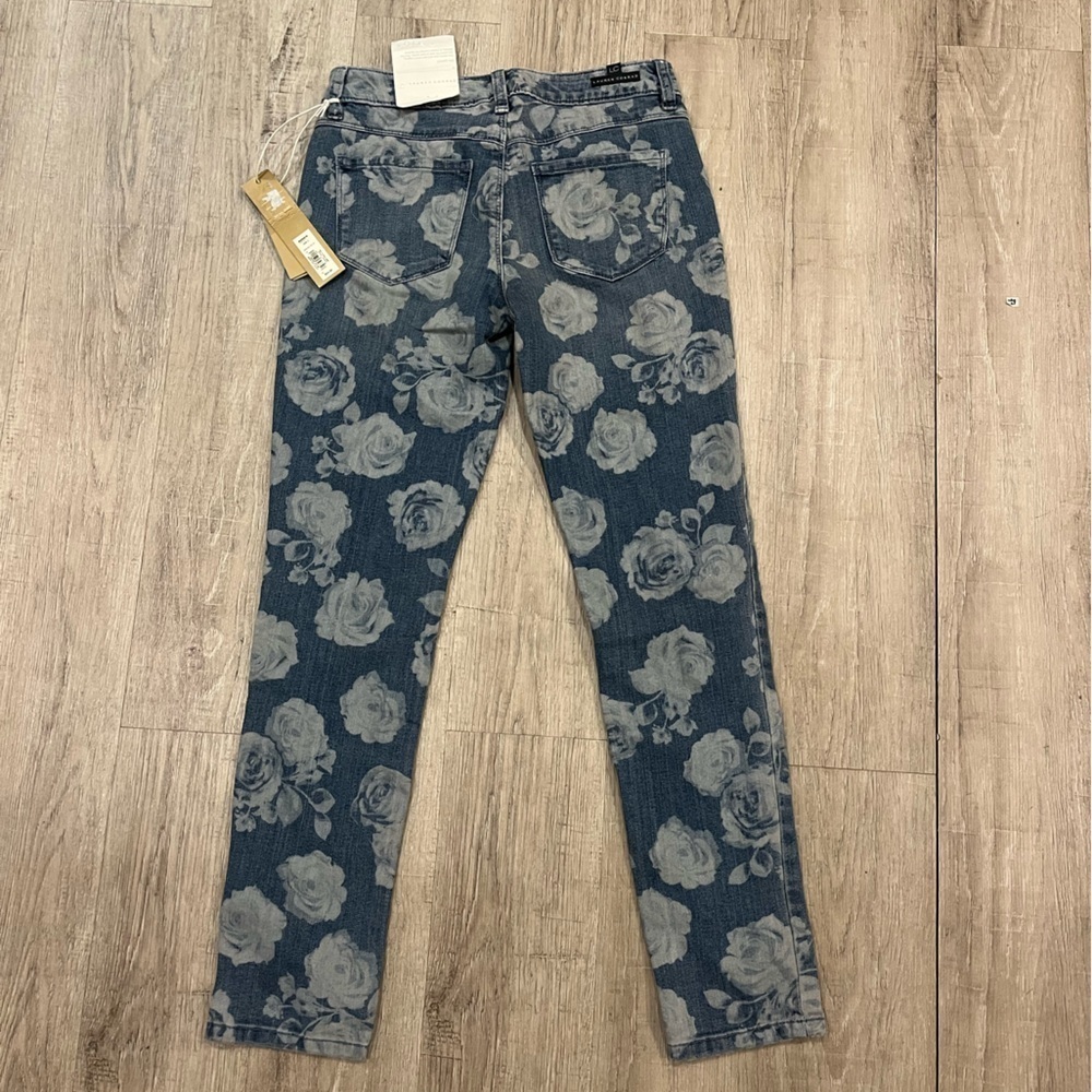 NWT Lauren Conrad Malibu Blue Floral Denim The Pencil Jeans size 0 - Picture 11 of 12